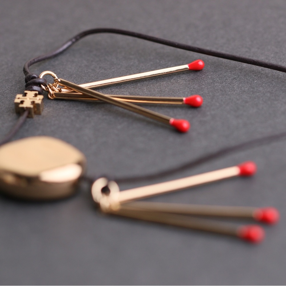 Tory Burch Gold and Red Pendant Necklace - Picture 8 of 16